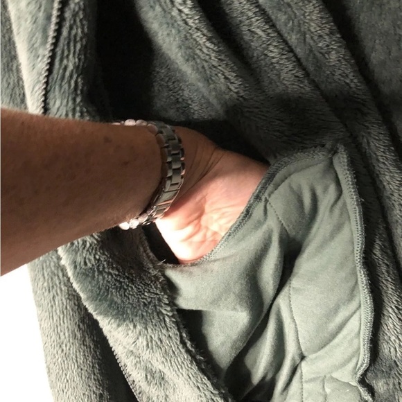 NWT men’s old navy full zip fleece jacket coat size medium TALL green pockets - Picture 2 of 9